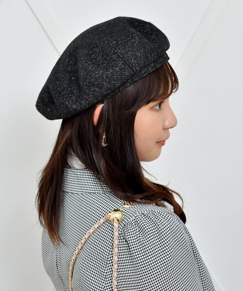 casita(RETRO GIRL)（カシータ）の「ツイードベレー（ハンチング/ベレー帽・レディース・ブラック/ベージュ・ONE SIZE）」の7枚目の写真