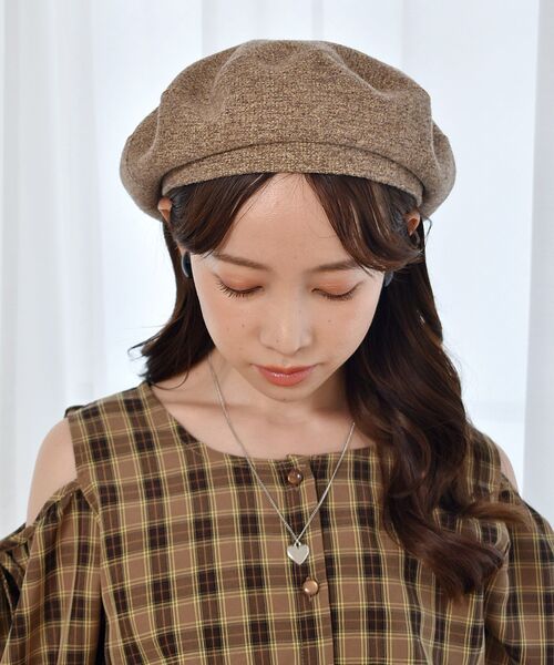 casita(RETRO GIRL)（カシータ）の「ツイードベレー（ハンチング/ベレー帽・レディース・ブラック/ベージュ・ONE SIZE）」の6枚目の写真