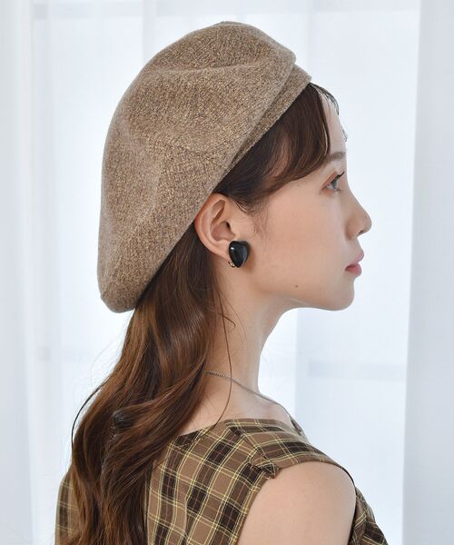 casita(RETRO GIRL)（カシータ）の「ツイードベレー（ハンチング/ベレー帽・レディース・ブラック/ベージュ・ONE SIZE）」の4枚目の写真