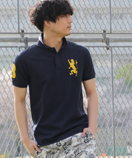 GIORDANO（ジョルダーノ）の「[GIORDANO]ライオン刺繍半袖ポロシャツ（ポロシャツ・メンズ・ホワイト/ブラック/ネイビー/レッド/ブラック系その他/ブラック×ブルー/レッド系その他/ブラック×グレー/ダークネイビー/イエロー/ピンク/グリーン/ライトグリーン/ブルー/ピンク系その他/ライトピンク/グリーン系その他/グレー系その他/ライトグレー/ダークブルー/サックスブルー/その他2/その他3・MEDIUM/LARGE/SMALL/X-LARGE/XX-LARGE）」の12枚目の写真