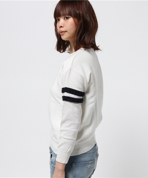 OUTLET（アウトレット）の「【Ciaopanic】カノコ編ミ袖パイルラインプルオーバー（ニット/セーター・レディース・ベージュ/オフホワイト・FREE）」の4枚目の写真