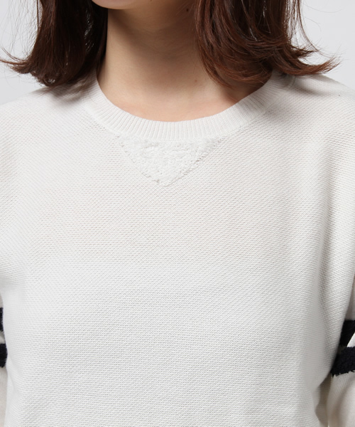 OUTLET（アウトレット）の「【Ciaopanic】カノコ編ミ袖パイルラインプルオーバー（ニット/セーター・レディース・ベージュ/オフホワイト・FREE）」の6枚目の写真