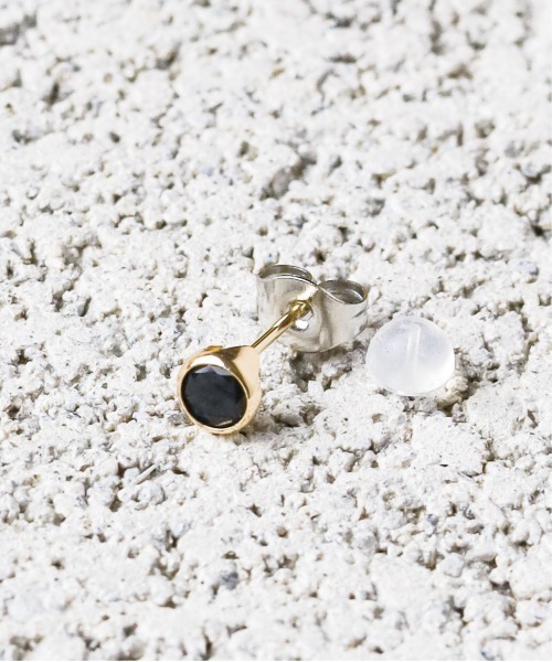 セール】【Pledge（プレッジ）】K10 CIRCLE ONYX（ピアス（片耳