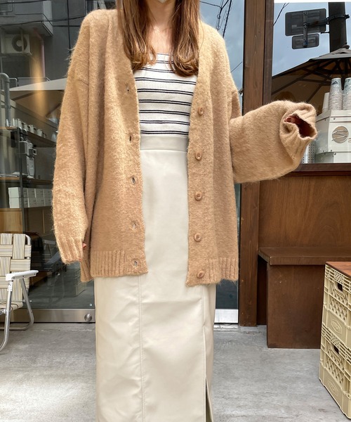 LE MORE（リモア）の「シャギーニットカーディガン（カーディガン/ボレロ・レディース・ベージュ/アイボリー/グリーン/ピンク/ブルー/ブラック/グレー・FREE）」の15枚目の写真