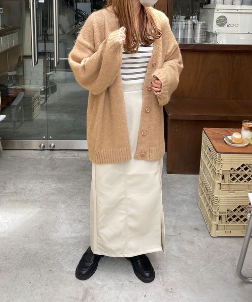 LE MORE（リモア）の「シャギーニットカーディガン（カーディガン/ボレロ・レディース・ベージュ/アイボリー/グリーン/ピンク/ブルー/ブラック/グレー・FREE）」の9枚目の写真