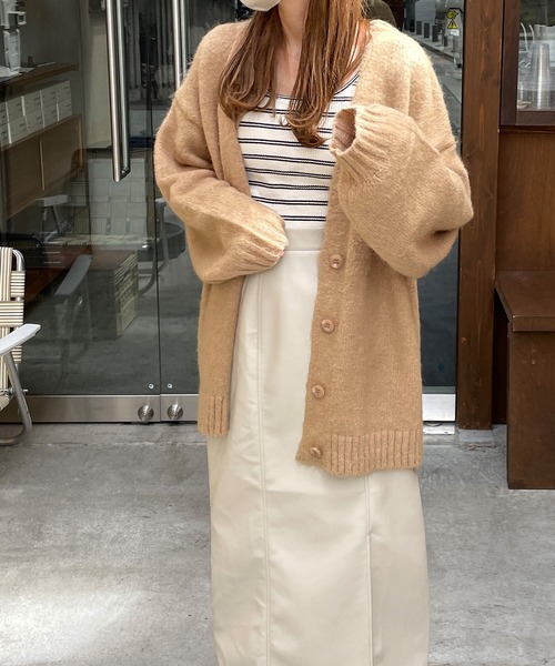 LE MORE（リモア）の「シャギーニットカーディガン（カーディガン/ボレロ・レディース・ベージュ/アイボリー/グリーン/ピンク/ブルー/ブラック/グレー・FREE）」の10枚目の写真