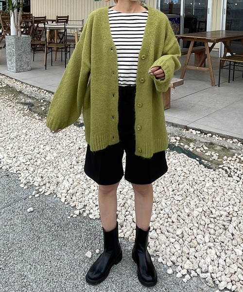 LE MORE（リモア）の「シャギーニットカーディガン（カーディガン/ボレロ・レディース・ベージュ/アイボリー/グリーン/ピンク/ブルー/ブラック/グレー・FREE）」の8枚目の写真