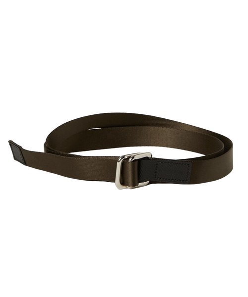 KATHARINE HAMNETT LONDON （キャサリンハムネットロンドン）の「KATHARINE HAMNETT LONDON/キャサリンハムネットロンドン ＜WEB限定＞ NYLONG LEATHER COMBI RIBBON BELT（ベルト・メンズ・カーキ/ベージュ/ブラック・FREE）」の6枚目の写真