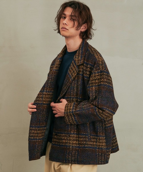 Revo.（レボ）の「Revo. オーバーサイズ ブークレ起毛チェック ダブル  