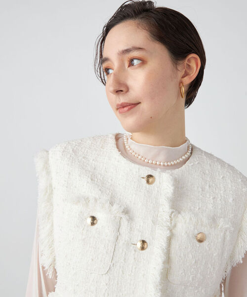 【本日限定値下げ】NOLLEY'S sophi ❤︎ リボンニットツイードベスト 本日限定値下げ】NOLLEY'S sophi ❤︎ リボンニットツイードベスト