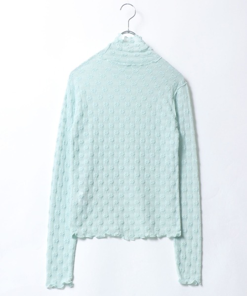Salong hameu(サロン ハミュー)の「お花柄 シアー トップス/長袖タートルネック/レース/ロンT(Tシャツ/カットソー・レディース・ライトベージュ/オフホワイト/サックスブルー/ブラック・M/L)」の15枚目の写真