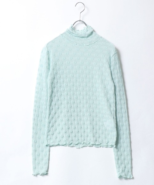 Salong hameu(サロン ハミュー)の「お花柄 シアー トップス/長袖タートルネック/レース/ロンT(Tシャツ/カットソー・レディース・ライトベージュ/オフホワイト/サックスブルー/ブラック・M/L)」の14枚目の写真