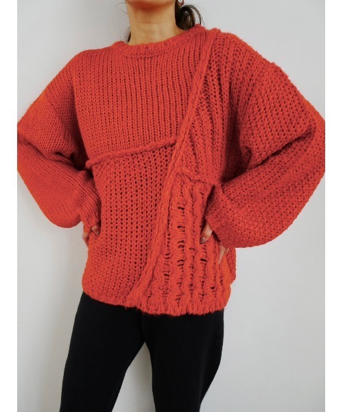 TRUNC（トランクエイティーエイト）の「Mix Stitch Knit Pullover（ニット/セーター・レディース・オレンジ/ホワイト/ブラック/グレー・FREE）」の20枚目の写真