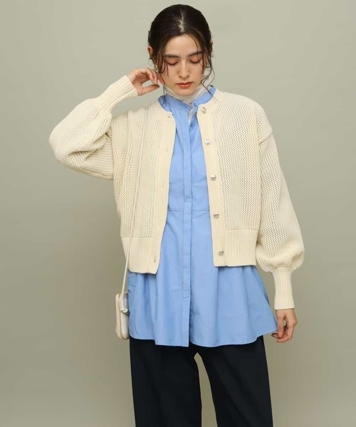a.v.v(アーヴェヴェ)の「編み柄ニットカーディガン(カーディガン/ボレロ・レディース・ブラック/ベージュ/アイボリー・40/42/36/34/38)」の5枚目の写真