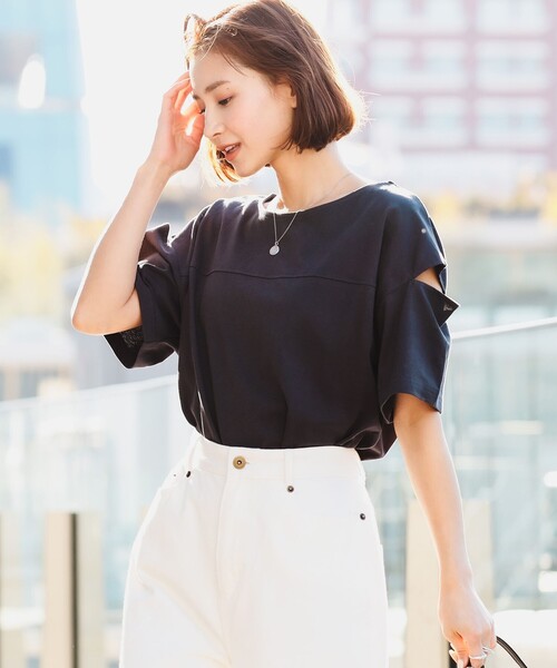 B:MING by BEAMS（ビーミングバイビームス）の「B:MING by BEAMS / カットアウト プルオーバー Tシャツ（Tシャツ/カットソー・レディース・ラベンダー/ホワイト×ブラック/スミクロ/ホワイト×ブルー/グリーン系その他4/その他2・FREE）」の12枚目の写真