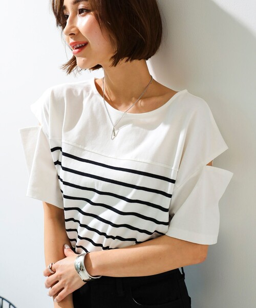 B:MING by BEAMS（ビーミングバイビームス）の「B:MING by BEAMS / カットアウト プルオーバー Tシャツ（Tシャツ/カットソー・レディース・ラベンダー/ホワイト×ブラック/スミクロ/ホワイト×ブルー/グリーン系その他4/その他2・FREE）」の18枚目の写真