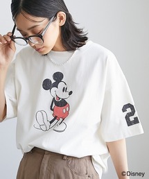 <大きいサイズ>ディズニー ミッキー/ピグメント染ヴィンテージ風Tシャツ シックスタイル