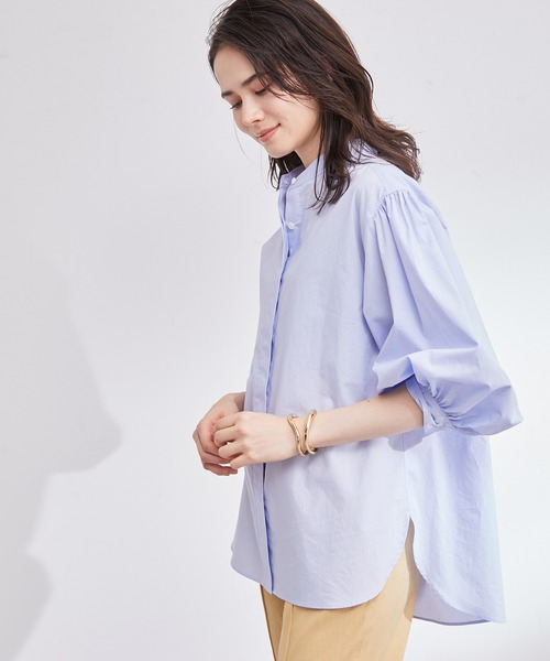 ROPE'（ロペ）の「ギャザースリーブブラウス（シャツ/ブラウス・レディース・ホワイト系その他/サックスブルー/ホワイト・38）」の3枚目の写真