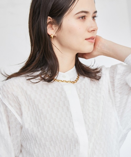 ROPE'（ロペ）の「ギャザースリーブブラウス（シャツ/ブラウス・レディース・ホワイト系その他/サックスブルー/ホワイト・38）」の12枚目の写真