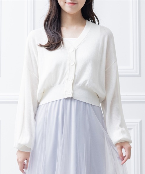 clear（クリア）の「Vネックシアーニットカーディガン （カーディガン/ボレロ・レディース・ピンク/オフホワイト/ブルー/グリーン/イエロー/オレンジ/ブラック・F）」の2枚目の写真