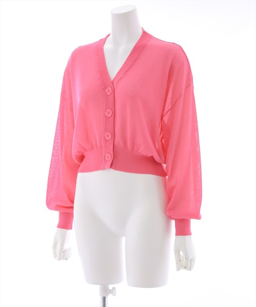 clear（クリア）の「Vネックシアーニットカーディガン （カーディガン/ボレロ・レディース・ピンク/オフホワイト/ブルー/グリーン/イエロー/オレンジ/ブラック・F）」の9枚目の写真