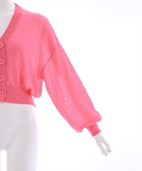 clear（クリア）の「Vネックシアーニットカーディガン （カーディガン/ボレロ・レディース・ピンク/オフホワイト/ブルー/グリーン/イエロー/オレンジ/ブラック・F）」の11枚目の写真