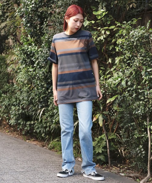 POP TRADING COMPANY(ポップトレーディングカンパニー)の「POP TRADING COMPANY/ポップトレーディングカンパニー striped t-shirt 半袖Tシャツ マルチボーダー(Tシャツ/カットソー・メンズ・チャコールグレー・L/XL/M)」の5枚目の写真