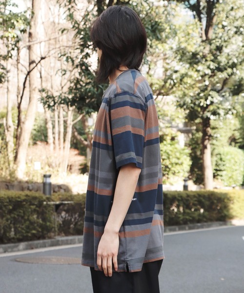 POP TRADING COMPANY(ポップトレーディングカンパニー)の「POP TRADING COMPANY/ポップトレーディングカンパニー striped t-shirt 半袖Tシャツ マルチボーダー(Tシャツ/カットソー・メンズ・チャコールグレー・L/XL/M)」の12枚目の写真