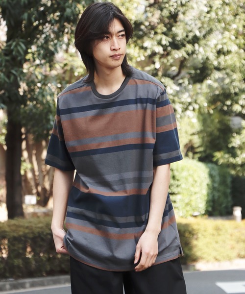 POP TRADING COMPANY(ポップトレーディングカンパニー)の「POP TRADING COMPANY/ポップトレーディングカンパニー striped t-shirt 半袖Tシャツ マルチボーダー(Tシャツ/カットソー・メンズ・チャコールグレー・L/XL/M)」の22枚目の写真