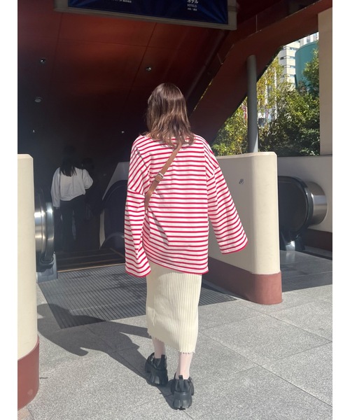 JUMELLE(ジュメロ)の「リブニットスカート(スカート・レディース・アイボリー/ピンク・FREE)」の11枚目の写真
