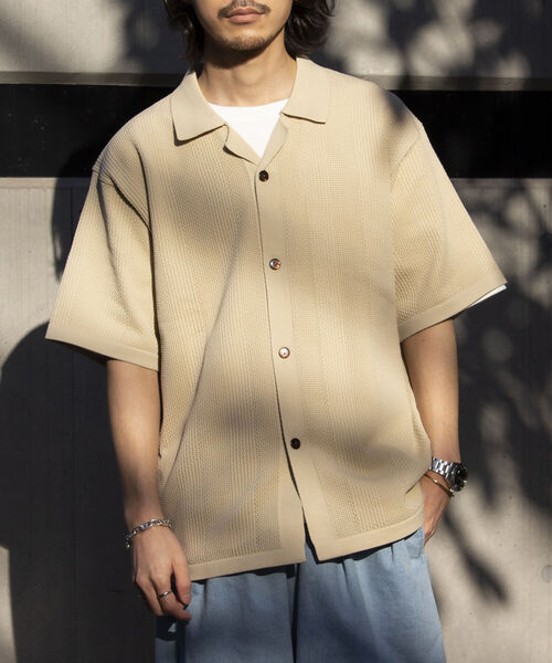 GLOSTER（グロスター）の「【GLOSTER/グロスター】スポンディッシュニット オープンカラーシャツ リラックスフィット（シャツ/ブラウス・メンズ・パープル/ブラック/アイボリー/グレイッシュベージュ・M/L）」の5枚目の写真