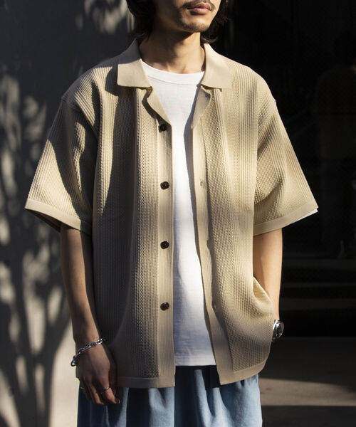 GLOSTER（グロスター）の「【GLOSTER/グロスター】スポンディッシュニット オープンカラーシャツ リラックスフィット（シャツ/ブラウス・メンズ・パープル/ブラック/アイボリー/グレイッシュベージュ・M/L）」の14枚目の写真