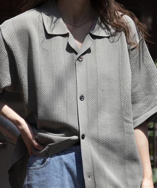 GLOSTER（グロスター）の「【GLOSTER/グロスター】スポンディッシュニット オープンカラーシャツ リラックスフィット（シャツ/ブラウス・メンズ・パープル/ブラック/アイボリー/グレイッシュベージュ・M/L）」の7枚目の写真