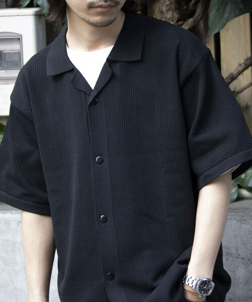 GLOSTER（グロスター）の「【GLOSTER/グロスター】スポンディッシュニット オープンカラーシャツ リラックスフィット（シャツ/ブラウス・メンズ・パープル/ブラック/アイボリー/グレイッシュベージュ・M/L）」の11枚目の写真