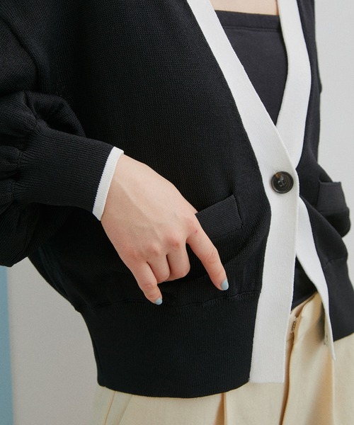 ADAM ET ROPE'(アダムエロペ)の「【WEB限定(一部店舗展開あり)】シングルボタンカーディガン(カーディガン/ボレロ・レディース・ホワイト/ブラック/ブラック系その他・FREE)」の9枚目の写真