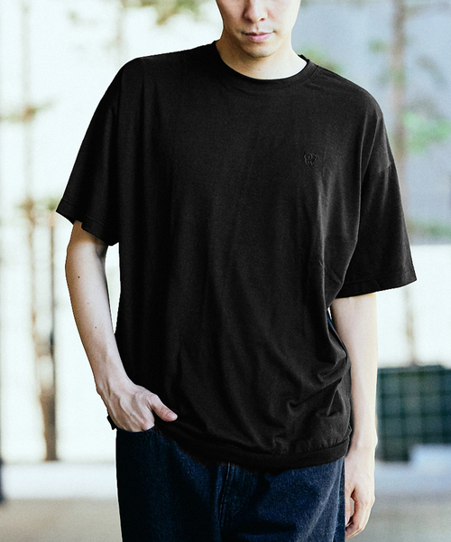 417 EDIFICE（フォーワンセブンエディフィス）の「【WOOLLABO / ウールラボ】別注  ハイブリッドメリノウールラウンドTシャツ（Tシャツ/カットソー・メンズ・チャコールグレー/ブラック・MEDIUM/LARGE/X-LARGE）」の8枚目の写真