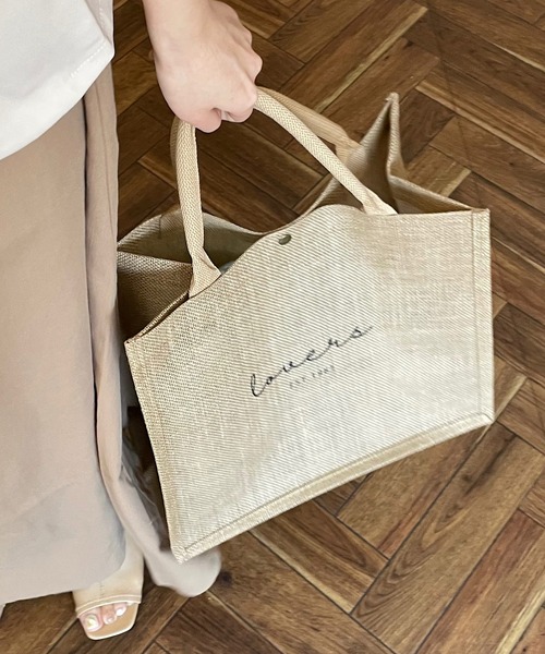 shopnikoniko（ショップニコニコ）の「Lovers オリジナルロゴ ジュートバッグ（トートバッグ・レディース・ベージュ・フリー）」の3枚目の写真