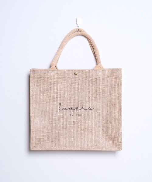 shopnikoniko（ショップニコニコ）の「Lovers オリジナルロゴ ジュートバッグ（トートバッグ・レディース・ベージュ・フリー）」の2枚目の写真
