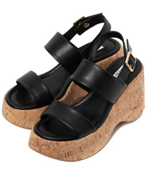 セール】【REZOY】Wストラップ厚底コルクウェッジソールサンダル