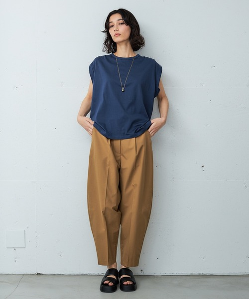 OUTERSUNSET（アウターサンセット）の「shoulder tuck tank top（Tシャツ/カットソー・レディース・ネイビー/ブラウン・FREE）」の19枚目の写真