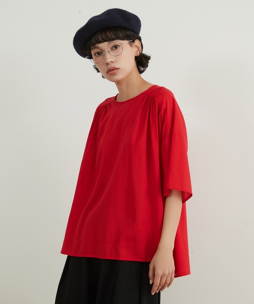 On One's Own(オンワンズオン)の「On One's Own リネンコットンギャザー半袖トップ(その他トップス・レディース・レッド/ホワイト/ブラック・FREE)」の17枚目の写真