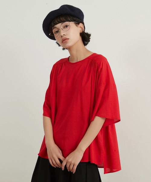 On One's Own(オンワンズオン)の「On One's Own リネンコットンギャザー半袖トップ(その他トップス・レディース・レッド/ホワイト/ブラック・FREE)」の16枚目の写真