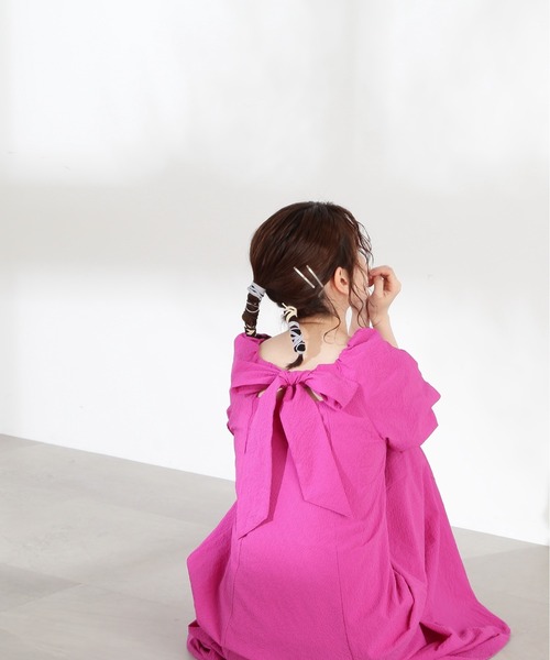 N.（N. Natural Beauty Basic）（エヌエヌナチュラルビューティーベーシック）の「◆バックリボンパフスリーブワンピース（ワンピース・レディース・ブラック/ピンク/グリーン・MEDIUM）」の17枚目の写真