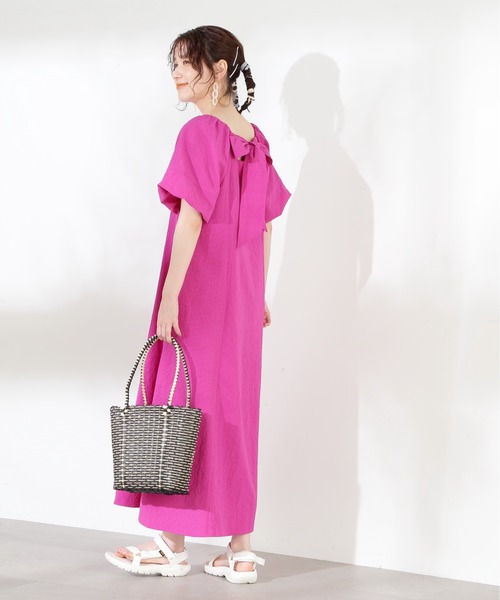 N.（N. Natural Beauty Basic）（エヌエヌナチュラルビューティーベーシック）の「◆バックリボンパフスリーブワンピース（ワンピース・レディース・ブラック/ピンク/グリーン・MEDIUM）」の20枚目の写真