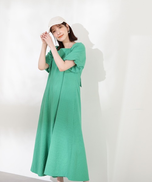 N.（N. Natural Beauty Basic）（エヌエヌナチュラルビューティーベーシック）の「◆バックリボンパフスリーブワンピース（ワンピース・レディース・ブラック/ピンク/グリーン・MEDIUM）」の18枚目の写真