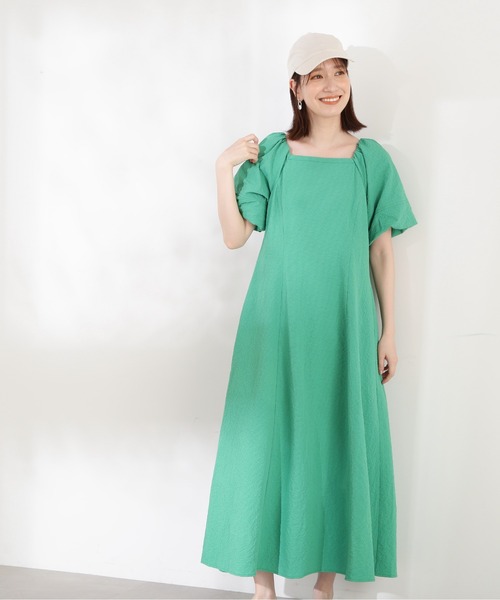 N.（N. Natural Beauty Basic）（エヌエヌナチュラルビューティーベーシック）の「◆バックリボンパフスリーブワンピース（ワンピース・レディース・ブラック/ピンク/グリーン・MEDIUM）」の4枚目の写真