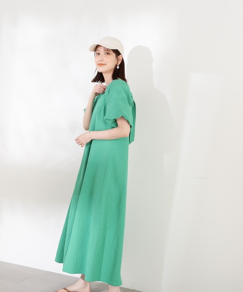 N.（N. Natural Beauty Basic）（エヌエヌナチュラルビューティーベーシック）の「◆バックリボンパフスリーブワンピース（ワンピース・レディース・ブラック/ピンク/グリーン・MEDIUM）」の19枚目の写真