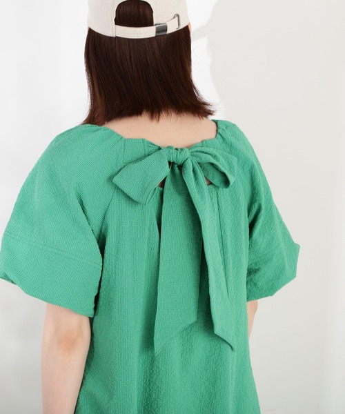 N.（N. Natural Beauty Basic）（エヌエヌナチュラルビューティーベーシック）の「◆バックリボンパフスリーブワンピース（ワンピース・レディース・ブラック/ピンク/グリーン・MEDIUM）」の13枚目の写真