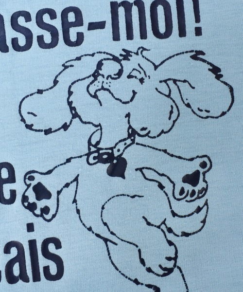 VINTAGE（ヴィンテージ）の「【ヴィンテージ古着】80's ヴィンテージプリントTシャツ USA製 犬 Embrasse-moi! Je parles francais（Tシャツ/カットソー・メンズ・ブルー・MEDIUM）」の8枚目の写真