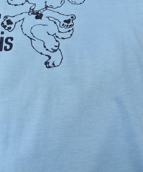 VINTAGE（ヴィンテージ）の「【ヴィンテージ古着】80's ヴィンテージプリントTシャツ USA製 犬 Embrasse-moi! Je parles francais（Tシャツ/カットソー・メンズ・ブルー・MEDIUM）」の2枚目の写真